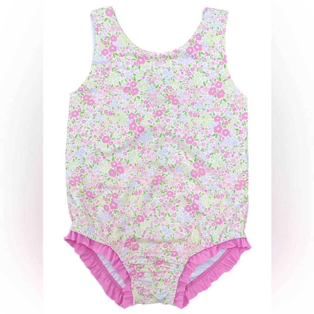 Floral Baby Swimsuit with Pink Accents
